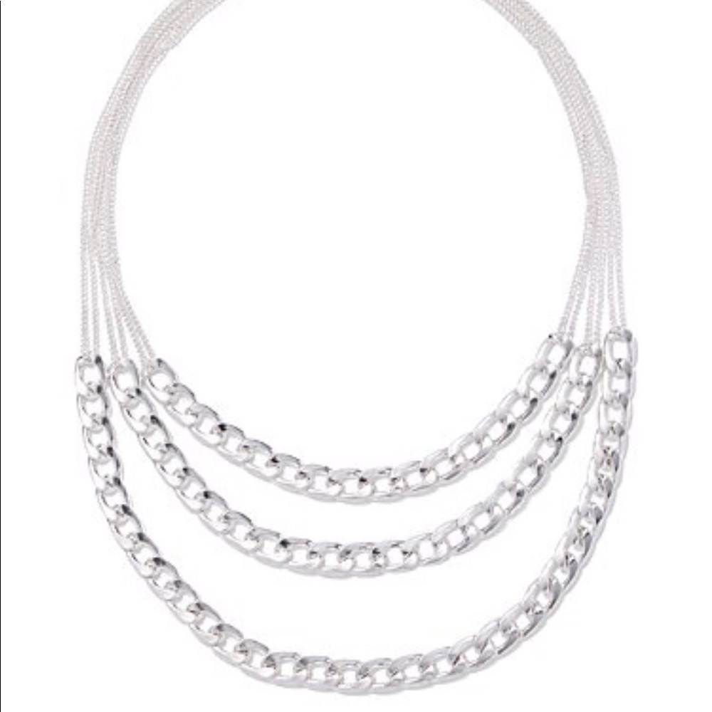 Silvertone layers statement  link necklace - Picture 2 of 3